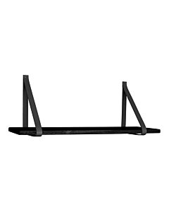 Forno Hylde - Væghylde, sort hylde, sorte læderstropper 120x20 cm