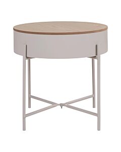 Sisco Hjørnebord - Hjørnebord, beige-lysegrå metal, natur top ø40x40 cm