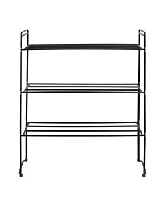 Swansea Skoreol - Skohylde, 3 hylder, stål, sort 49,5x25x60 cm