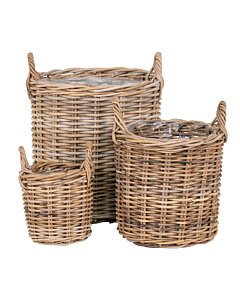 Sema Kurve - Kurve, kubu rattan, natur sæt af 3