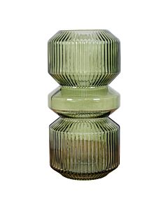 Vase - Vase, glas, grøn, ø12x25 cm