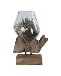 San Marino Waterdrop - Vanddråbe i teaktræ og glas, natur, h25 cm