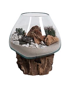 San Marino Waterdrop - Vanddråbe i teaktræ og glas, natur, h15-20 cm