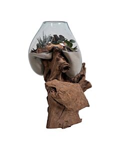 San Marino Waterdrop - Vanddråbe i teaktræ og glas, natur, h50 cm