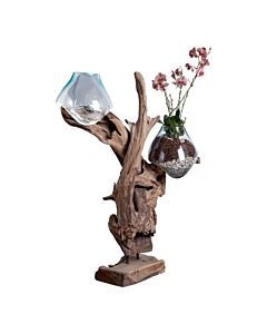 San Marino Waterdrop - Vanddråbe i teaktræ og glas, natur, h100 cm