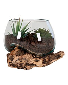 San Marino Waterdrop - Vanddråbe i teaktræ og glas, natur, h15 cm