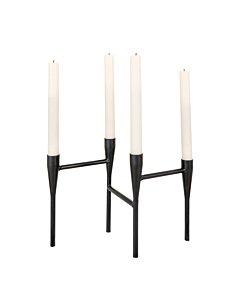 Lysestage - Lysestage, metal, sort, 15x28x21 cm