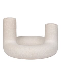 Lysestage - Lysestage, keramik, beige, ø13x8,5 cm