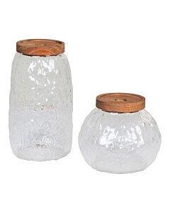 Taipei Opbevaringsglas - Opbevaringsglas, glas/acacia sæt af 2