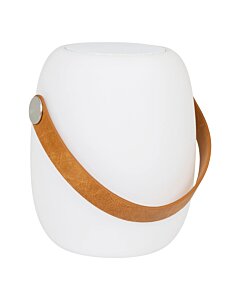 Cardiff LED Lampe - Lampe med læder strop, hvid, bluetooth højtaler, genopladelig