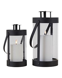 Bondi Lanterner - Lanterner, stål/glas, sort, sæt af 2