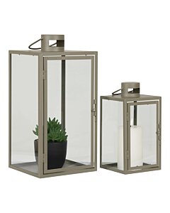 Corfu Lanterner - Lanterner, metal/glas, grøn, sæt af 2