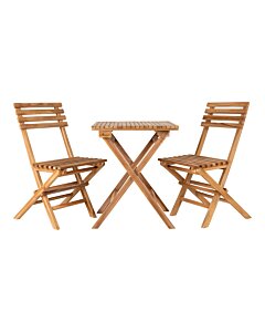 Cuenca Cafésæt - Cafésæt, 2 stole og 1 bord, teak, natur