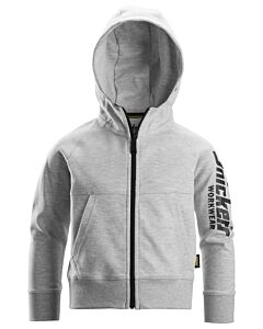 7512 Snickers Junior hættetrøje med logo og lang lynlås