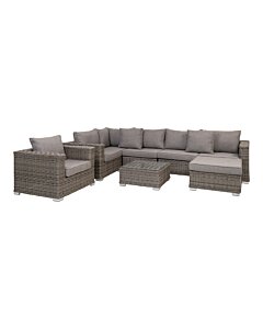 Calvi Loungesæt - Loungesæt, kubu grå, polyrattan, inkl. hynder