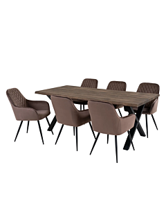 Toulon og Harbo Spisebordssæt - Spisebord og 6 Spisebordsstole