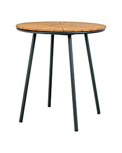 Cleveland Cafébord - Cafébord, teak bordplade, natur, sorte ben ø70x74 cm