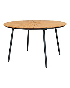 Cleveland Spisebord - Spisebord, teak bordplade, natur, sorte ben ø130x74 cm