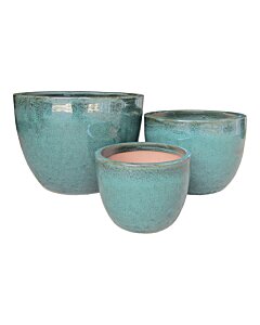 Burnley Krukker - Krukker, glaseret keramik, grøn sæt af 3