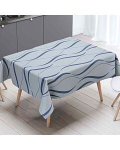 Voksdug Lys Grå med blåt bølgemønster - let struktur