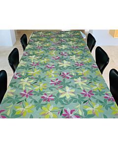 Voksdug - grøn med lilla, hvide og grønne blomster