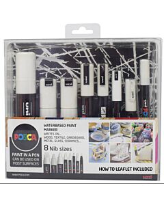Posca Pen Nib Size Hvid - Sæt med 8 stk.