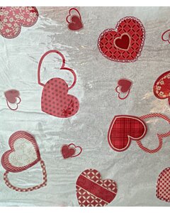 Klar voksdug med røde hjerter