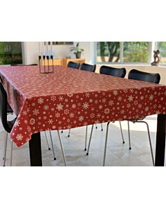 Voksdug - rød med hvide snefnug