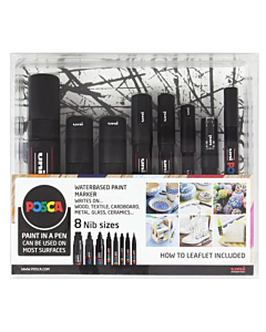 Posca Pen Nib Size Sort - Sæt med 8 stk.