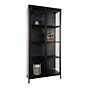 Brisbane Vitrineskab - Vitrineskab, 2 glaslåger, stål, sort 80x35x175 cm