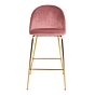 Lausanne Bar Stol - Barstol i velour, rosa med messing look ben, HN1214