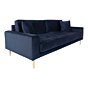 Lido 3 Personers Sofa - 3 Personers Sofa, mørkeblå velour med to puder og natur træben, HN1005
