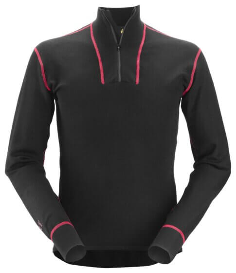 Snickers ProtecWork, langærmet bluse i uld med kort lynlås 9462