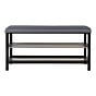 Padova Bænk - Bænk med hynde og 2 hylder, grå med sorte ben, 100x34x50