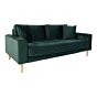 Lido 2,5 Personers Sofa - 2,5 Personers Sofa, mørkegrøn velour med to puder og natur træben, HN1006