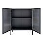 Adelaide Vitrineskab - Vitrineskab, sort, 2 riflede glasdøre 90x35x110 cm
