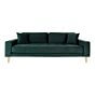 Lido 3 Personers Sofa - 3 Personers Sofa, mørkegrøn velour med to puder og natur træben, HN1006