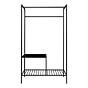 Vita Garderobe - Garderobe, 2 hylder, sort, sort stel 101x38x170 cm