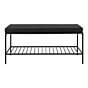 Vita Bænk - Bænk med hylde og hynde, sort med sorte ben, 100x36x48,5 cm