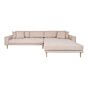Lido Lounge Sofa - Lounge Sofa, højrevendt i sand med fire puder og natur træben, HN1050