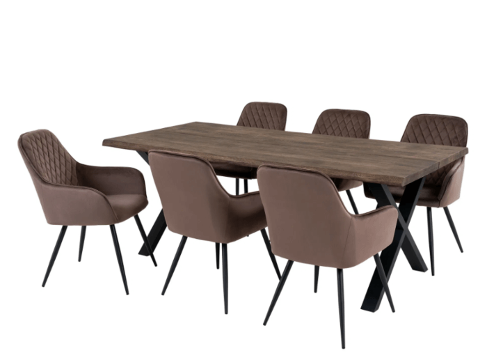 Toulon og Harbo Spisebordssæt - Spisebord og 6 Spisebordsstole