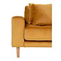 Lido Lounge Sofa - Lounge Sofa, højrevendt i sennepsgul velour med fire puder og natur træben, HN1004