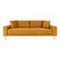 Lido 3 Personers Sofa - 3 Personers Sofa, sennepsgul velour med to puder og natur træben, HN1004