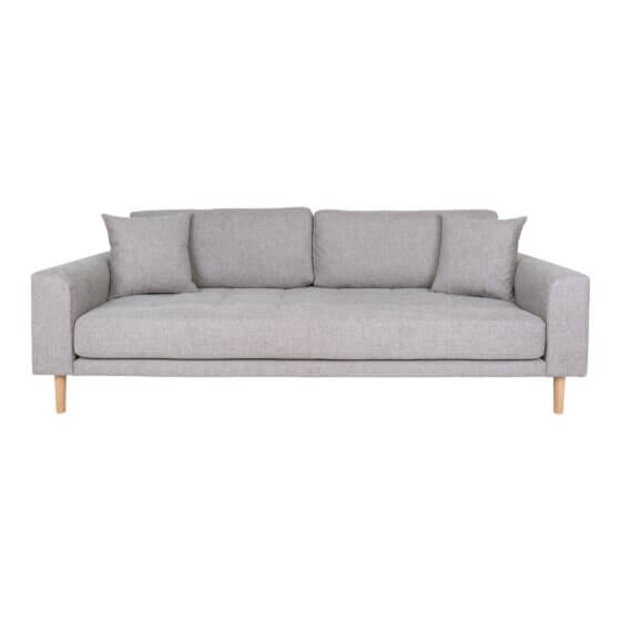 Lido 3 Personers Sofa - 3 Personers Sofa,  lysegrå med to puder og natur træben, HN1040