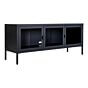 Brisbane TV-Bænk - TV-bænk, 3 glaslåger, stål, sort 130x40x55 cm
