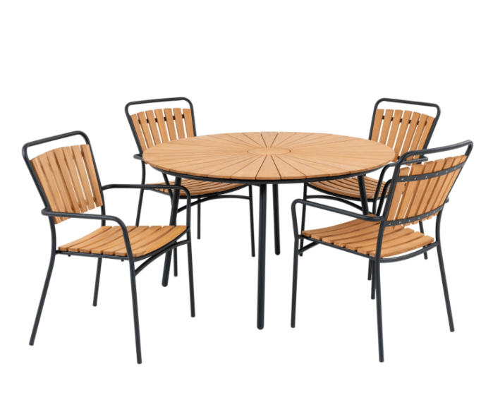 Cleveland Havemøbelsæt - Spisebord og 4 Spisebordsstole