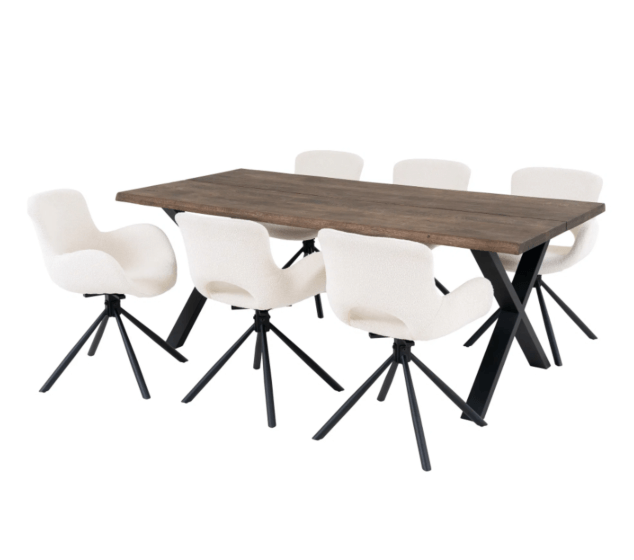 Toulon og Amorim Spisebordssæt - Spisebord og 6 Spisebordsstole