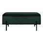 Watford Bænk - Bænk i velour med opbevaring, grøn med sorte ben 95x36,5x43 cm, HN1206