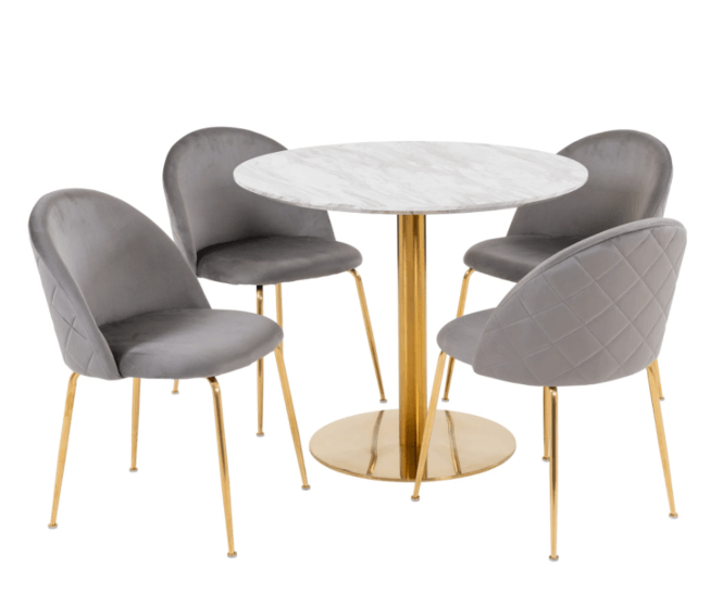 Bolzano og Geneve Spisebordssæt - Spisebord og 4 Spisebordsstole