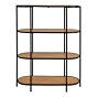 Vita Reol - Oval reol, 4 hylder, egetræslook, sort stel 85x36x111 cm